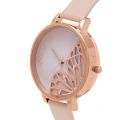 Womens Nude Peach & Rose Gold Embroidered Butterfly Watch 10625 by Olivia Burton from Hurleys