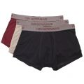 Mens Aubergine & Marine Logo Band 3 Pack Trunks 15077 by Emporio Armani from Hurleys
