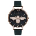 Womens Black & Rose Gold Moulded Bee Dial Watch 18259 by Olivia Burton from Hurleys