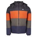 Mens Navy/Orange Tri Colour Padded Coat 30983 by Lacoste from Hurleys