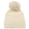 Womens Ivory Cable Knit Oversized Beanie Hat