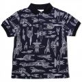 Boys Navy & White In Space Print S/s Polo Shirt 18988 by Lacoste from Hurleys