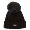 Womens Black Cable Pom Beanie Hat 32416 by UGG from Hurleys