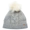 Womens Mid Grey Lisabet Cable Knitted Pom Pom Hat