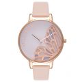 Womens Nude Peach & Rose Gold Embroidered Butterfly Watch 10623 by Olivia Burton from Hurleys