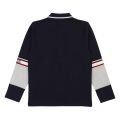 Boys Navy Stripe Sleeve Detail L/s Polo Shirt 45561 by BOSS from Hurleys