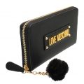 Womens Black Faux Fur Pom Zip Purse 95839 by Love Moschino from Hurleys