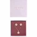 Womens Rose Gold/Baby Pink Emillia Mini Button Necklace & Earrings Gift Set 34059 by Ted Baker from Hurleys