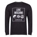 Mens Black Logo Symbol Sweat Top 31660 by Love Moschino from Hurleys