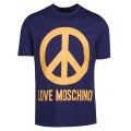 Mens Electric Blue Peace Logo Regular Fit S/s T Shirt 35226 by Love Moschino from Hurleys