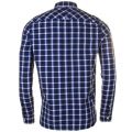 Mens Mid Blue Herringbone Gingham L/s Shirt 59194 by Fred Perry from Hurleys