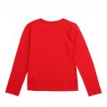 Girls Flame Red Floral Heart L/s T Shirt 90675 by Moschino from Hurleys