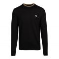 Mens Black/Champagne Classic Crew Knitted Jumper 77418 by Fred Perry from Hurleys