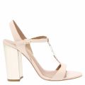 Womens Nude/Gold Patent Block Heel Sandals 37222 by Emporio Armani from Hurleys