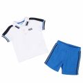 Toddler White/Blue Polo & Sweat Shorts Set 38253 by BOSS from Hurleys