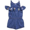 Girls Blue Embroidered Denim Playsuit 22610 by Mayoral from Hurleys