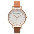 Womens Tan & Rose Gold White Big Dial Watch 67876 by Olivia Burton from Hurleys