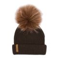 Womens Chocolate/Brown Baby Pink Wool Hat with Pom 47594 by BKLYN from Hurleys