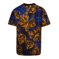 Mens Blue/Gold Highland Baroque Print S/s T Shirt