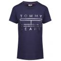 Womens Black Iris Metallic Logo S/s T Shirt 39189 by Tommy Jeans from Hurleys