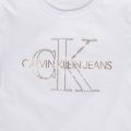 Girls Bright White Monogram Outline Slim S/s T Shirt 99140 by Calvin Klein from Hurleys