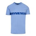 Mens Pale Blue Logo Stripe Slim Fit Beach S/s T Shirt 42790 by BOSS from Hurleys