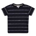 Boys Navy Branded Lines S/s T Shirt 50430 by Lacoste from Hurleys
