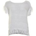 Womens Off White Fringed Knit