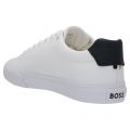 Mens White Aiden-Tenn Leather Trainers 109132 by BOSS from Hurleys