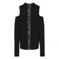 Womens Black Cold Shoulder Back Logo Knitted Jumper 97989 by Calvin Klein from Hurleys
