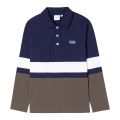Boys Dark Blue Colourblock L/s Polo Shirt 92934 by BOSS from Hurleys