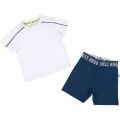 Toddler White/Navy Logo T Shirt & Sweat Shorts Set 38313 by BOSS from Hurleys