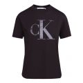 Womens Black Satin Bonded Logo S/s T Shirt 84054 by Calvin Klein from Hurleys