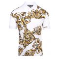 Mens White/Gold Baroque Garland Slim S/s Polo Shirt 100893 by Versace Jeans Couture from Hurleys