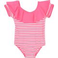 Girls Pink Striped Swimsuit 71148 by Billieblush from Hurleys