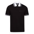 Mens Black Jacquard Logo Collar S/s Polo Shirt