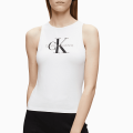 Bright White Monogram Stretch Sporty Tank Top 60121 by Calvin Klein from Hurleys