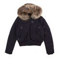 Girls Navy Gobi Down Fur Hooded Jacket 48937 by Parajumpers from Hurleys