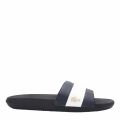 Mens Navy/White Croco Badge Slides 55709 by Lacoste from Hurleys