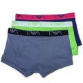Mens Dolphin, Green & Blue Stretch 3 Pack Trunks 67387 by Emporio Armani from Hurleys