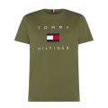 Mens Utility Olive Tommy Flag S/s T Shirt 77347 by Tommy Hilfiger from Hurleys