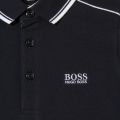 Boys Navy Tipped Branded S/s Polo Shirt