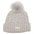 Womens Light Grey Cable Pom Beanie Hat 32418 by UGG from Hurleys