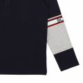 Boys Navy Stripe Sleeve Detail L/s Polo Shirt 45560 by BOSS from Hurleys