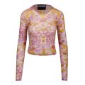 Womens Light Pink Versailles Print Sheer L/s T Shirt 85674 by Versace Jeans Couture from Hurleys