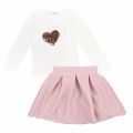 Girls Natural/Nude Sequin Heart L/s T Shirt & Skirt Set 48397 by Mayoral from Hurleys
