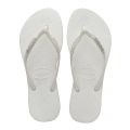 Womens White Slim Sparkle Flip Flops 86938 by Havaianas from Hurleys