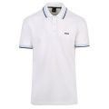 Athleisure Mens White/Blue Paddy Regular Fit S/s Polo Shirt 108535 by BOSS from Hurleys