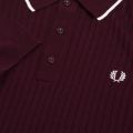 Mens Deep Mahogany Tipped Knitted S/s Polo Shirt 35032 by Fred Perry from Hurleys