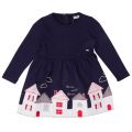 Girls Navy Embroidered Houses Dress 12867 by Mayoral from Hurleys